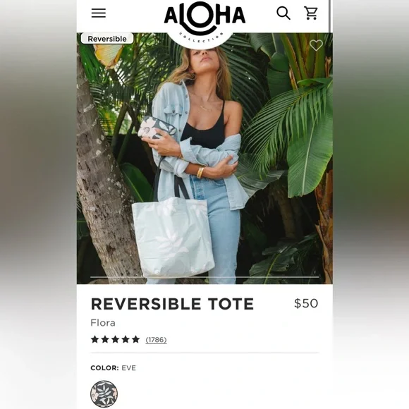 NEW ALOHA Collection “Flora Reversible Tote” in Eve - Picture 7 of 8